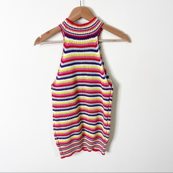 Anthropologie John + Jenn Multi Rainbow Knit Halter Percy Sweater Tank XS NWT - Picture 6 of 8